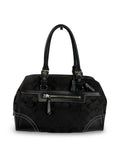 Coach 8K05 Mini Boston Signature Black Monogram Shoulder Bag Leather Trim