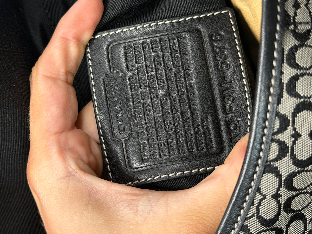 Coach 6376 Soho Signature Black/Grey Monogram Crossbody Shoulder Bag