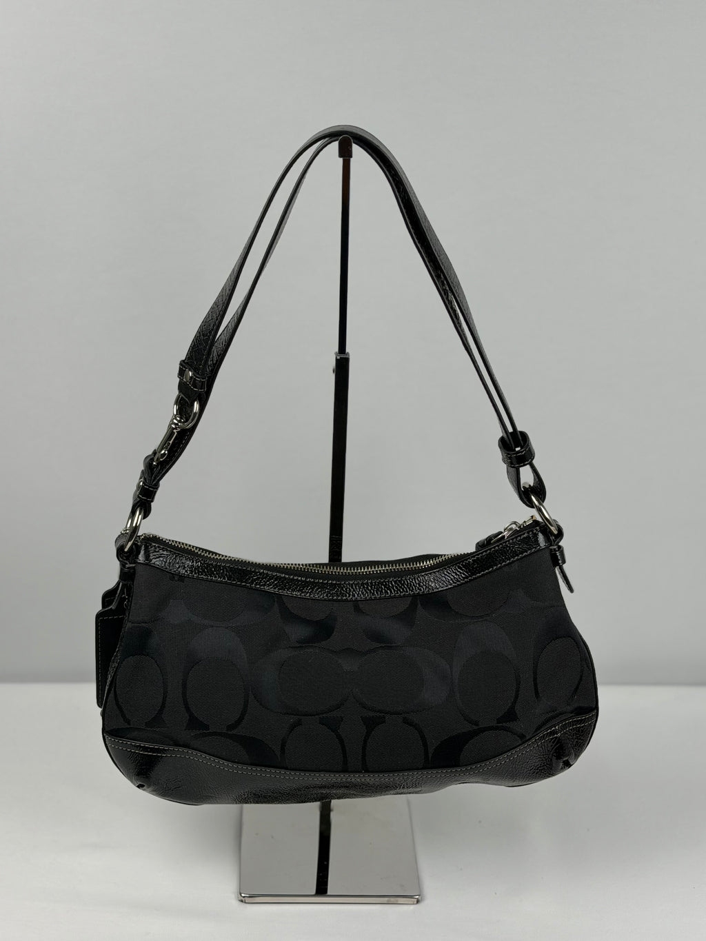 Coach F19731 Signature Black Monogram Shoulder bag Patent Leather Trim