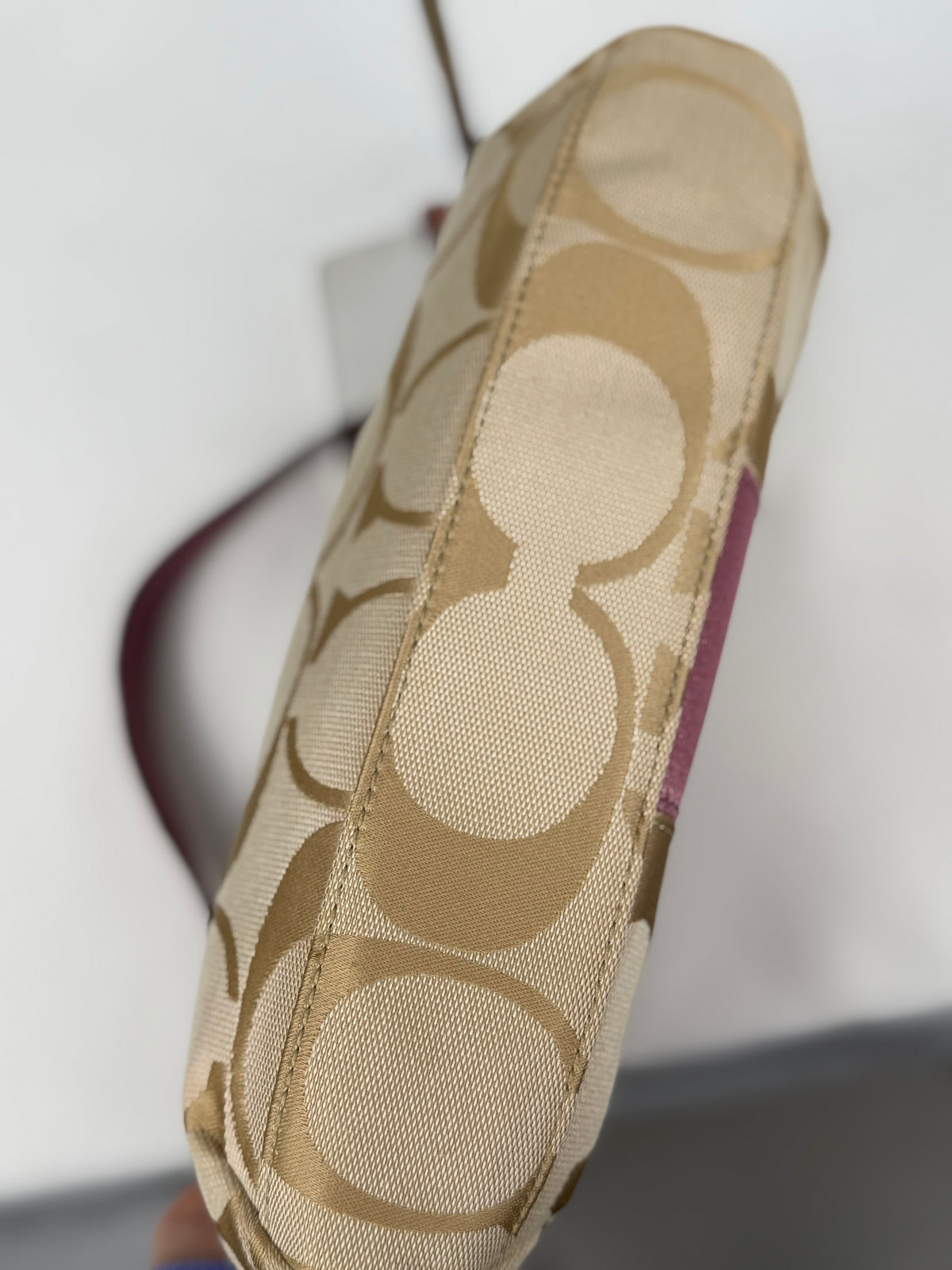 Coach F15111 Beige/Purple Monogram Shoulder Bag