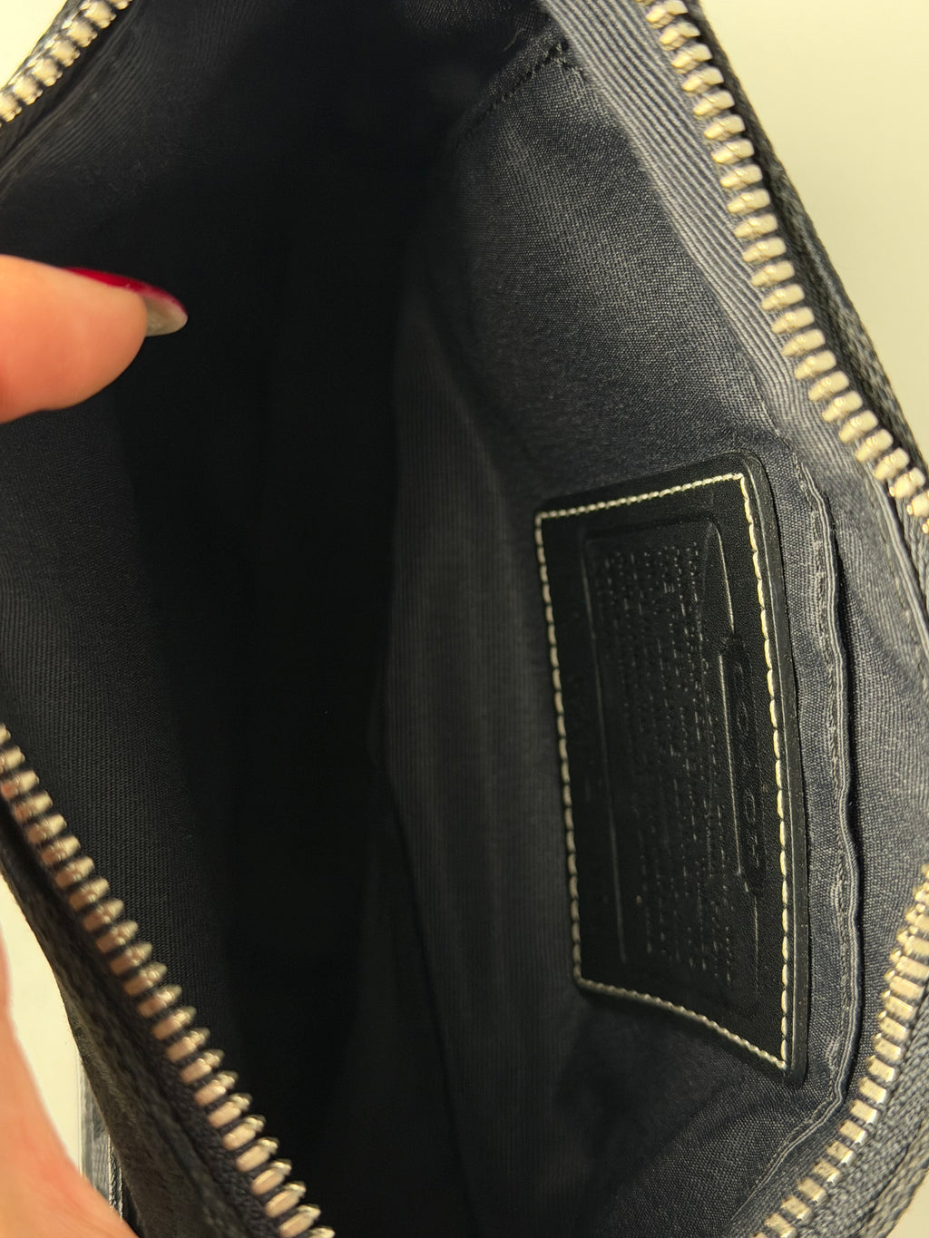 Coach 6094 Demi Signature Black Monogram Shoulder Bag Leather Trim