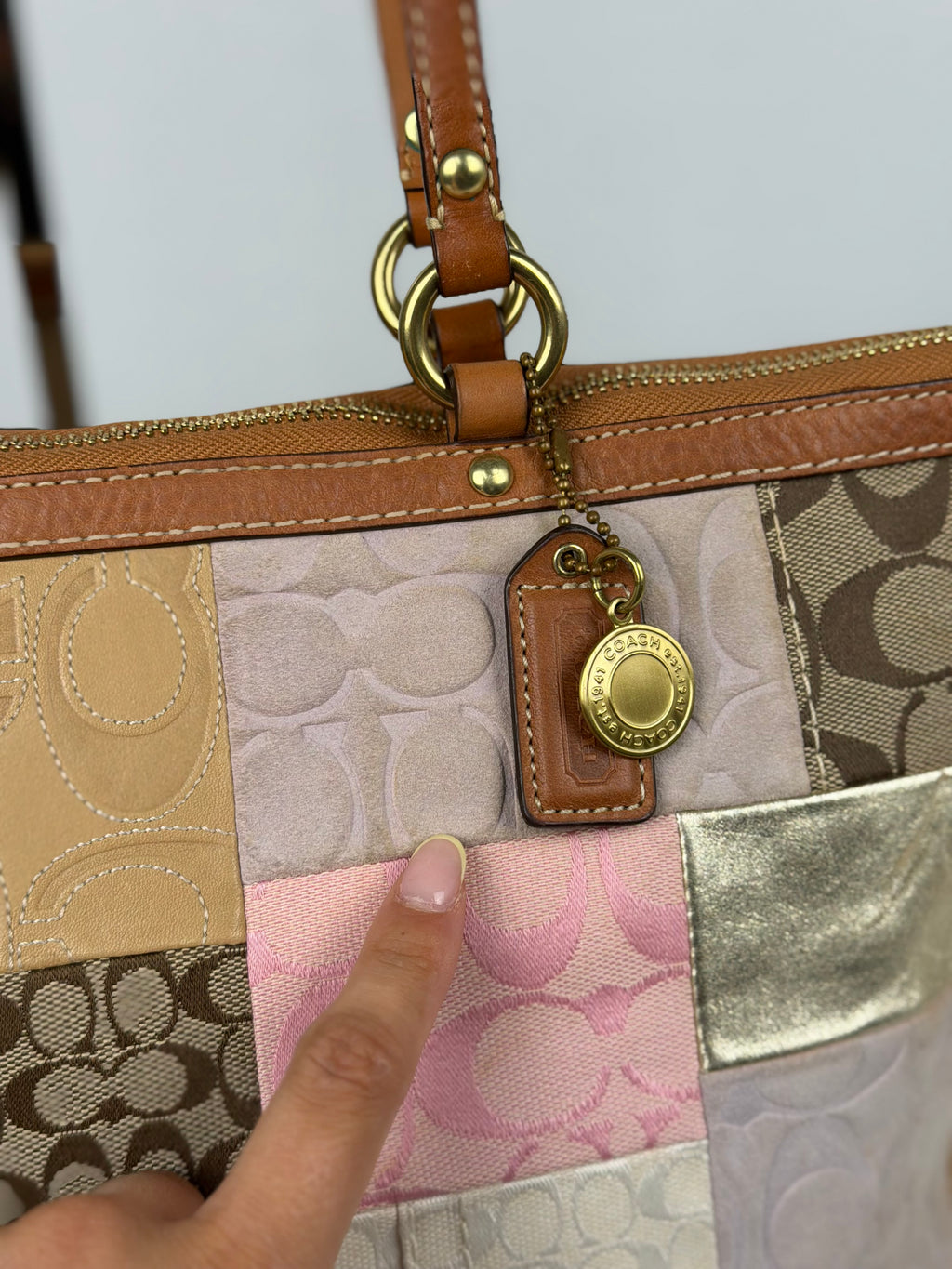 Coach 11711 Rare Patchwork Pink/Purple Multicolour Canvas/Suede/Leather Tote Shoulder Bag