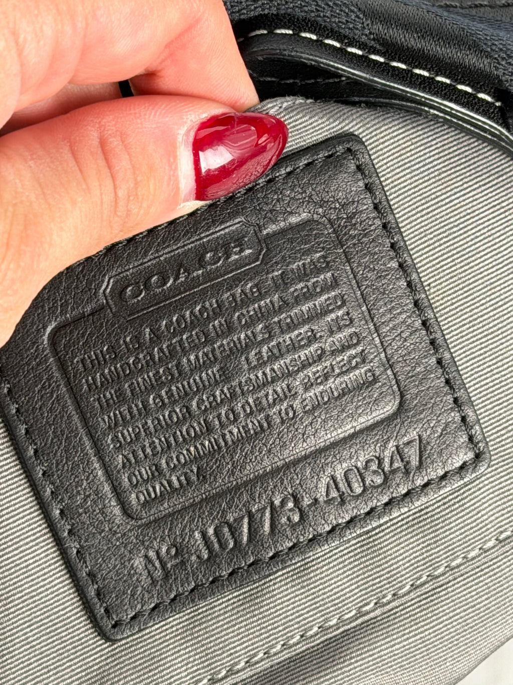 Coach 40347 Carly Mini Signature Black Shoulder Bag Leather Trim