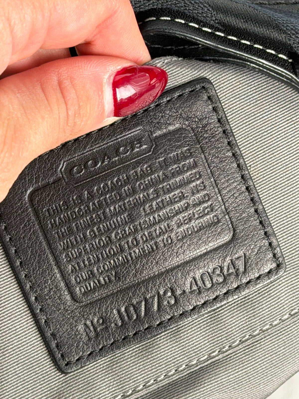 Coach 40347 Carly Mini Signature Black Shoulder Bag Leather Trim