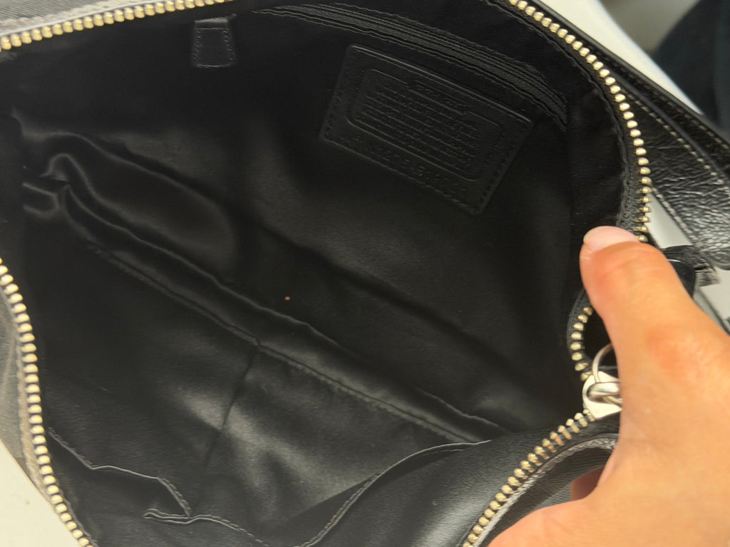 Coach F19731 Signature Black Monogram Shoulder bag Patent Leather Trim