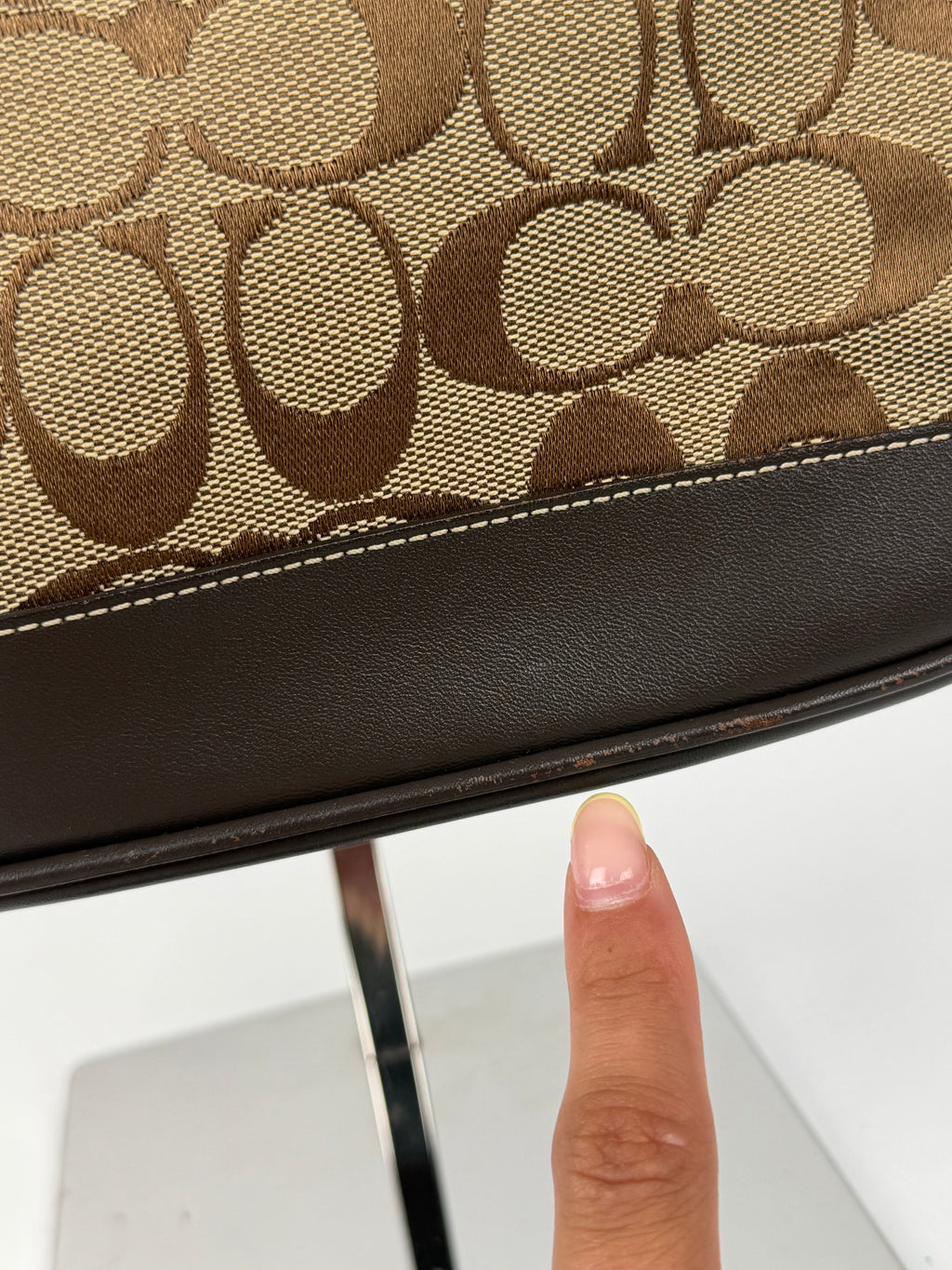Coach 6094 Demi Signature Brown Monogram Shoulder Bag Leather Trim