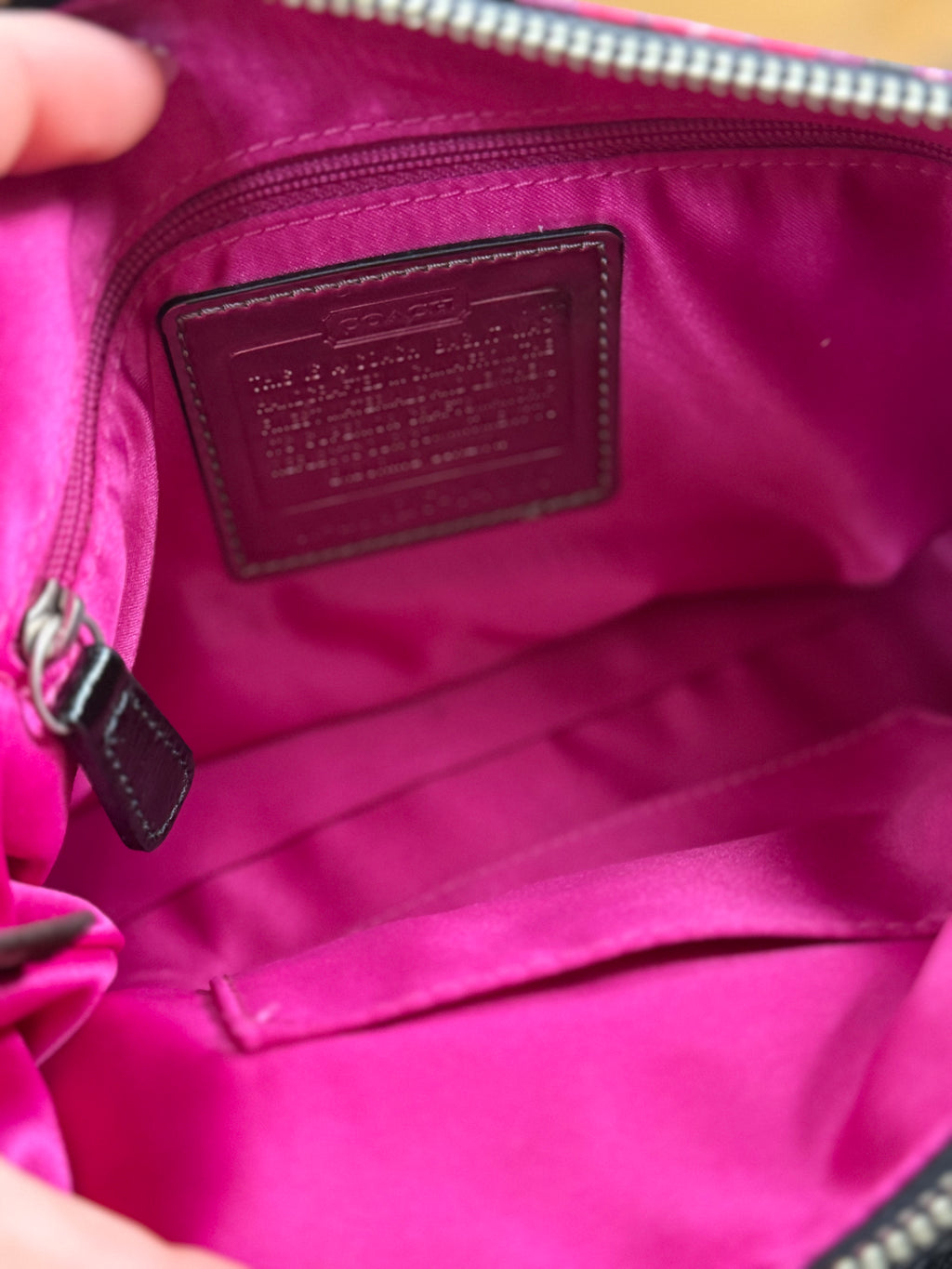 Coach 14366 Poppy Tartan Pink/Purple/Black Shoulder Bag Leather Trim