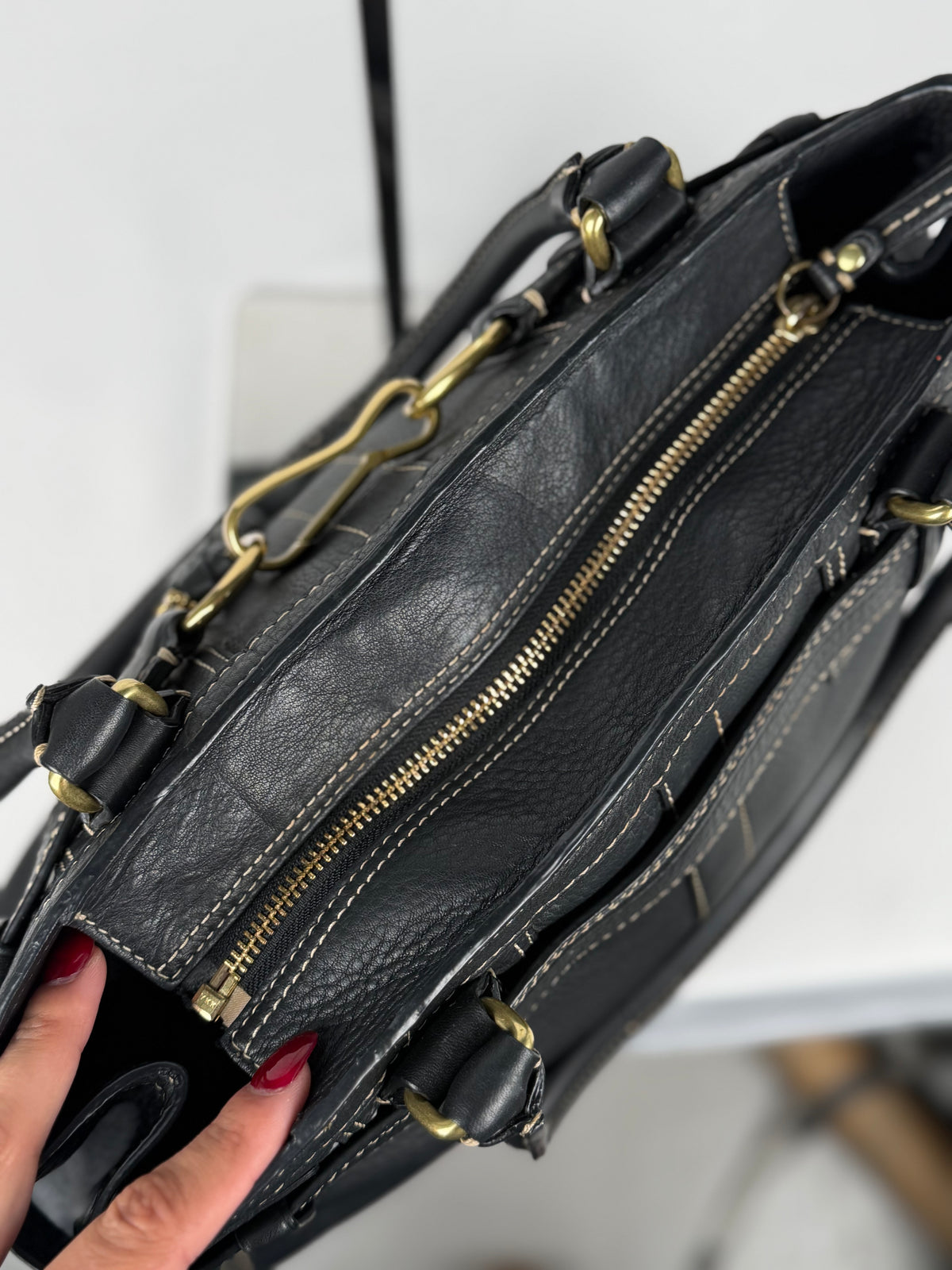 Coach F10213 Hampton Clip Black Pebbled Leather Shoulder Bag