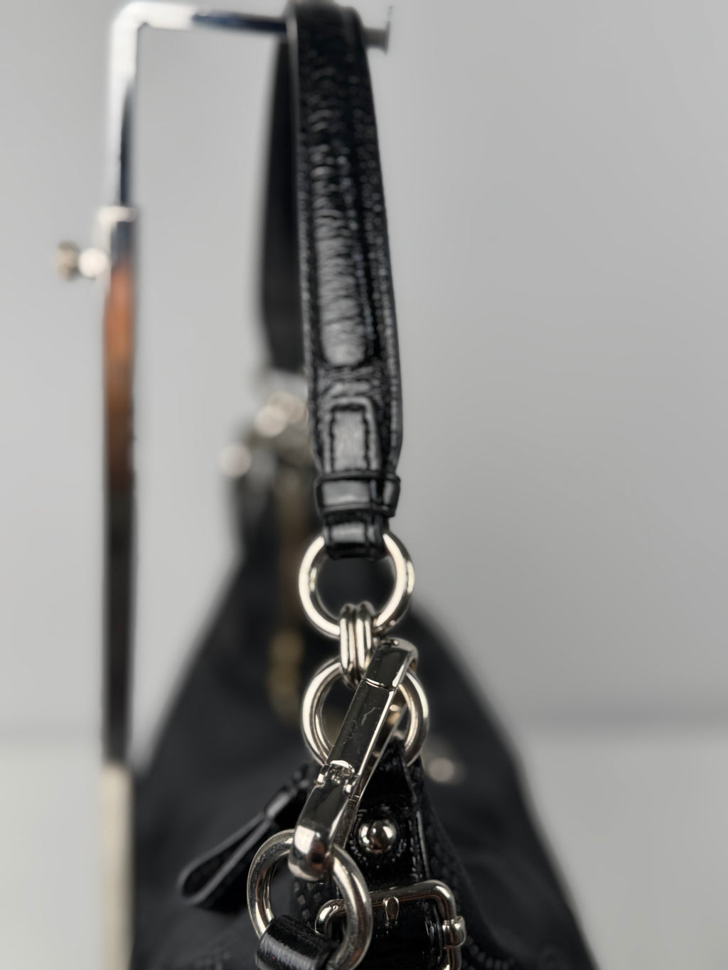 Coach 15929 Madison Black Op Art Shoulder Bag Leather Trim