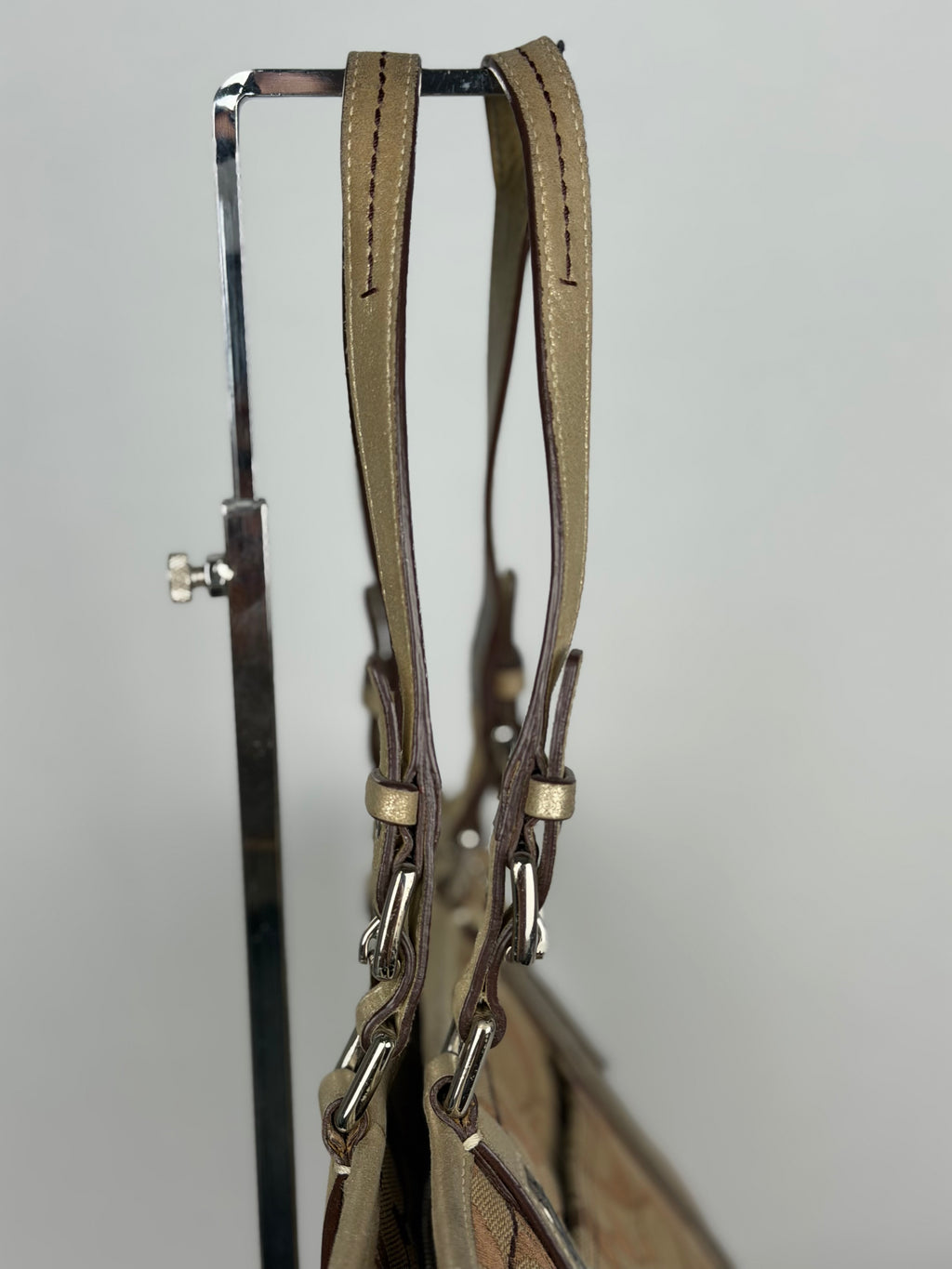 Coach 8K52 Signature Brown Monogram Shoulder Bag Leather Trim