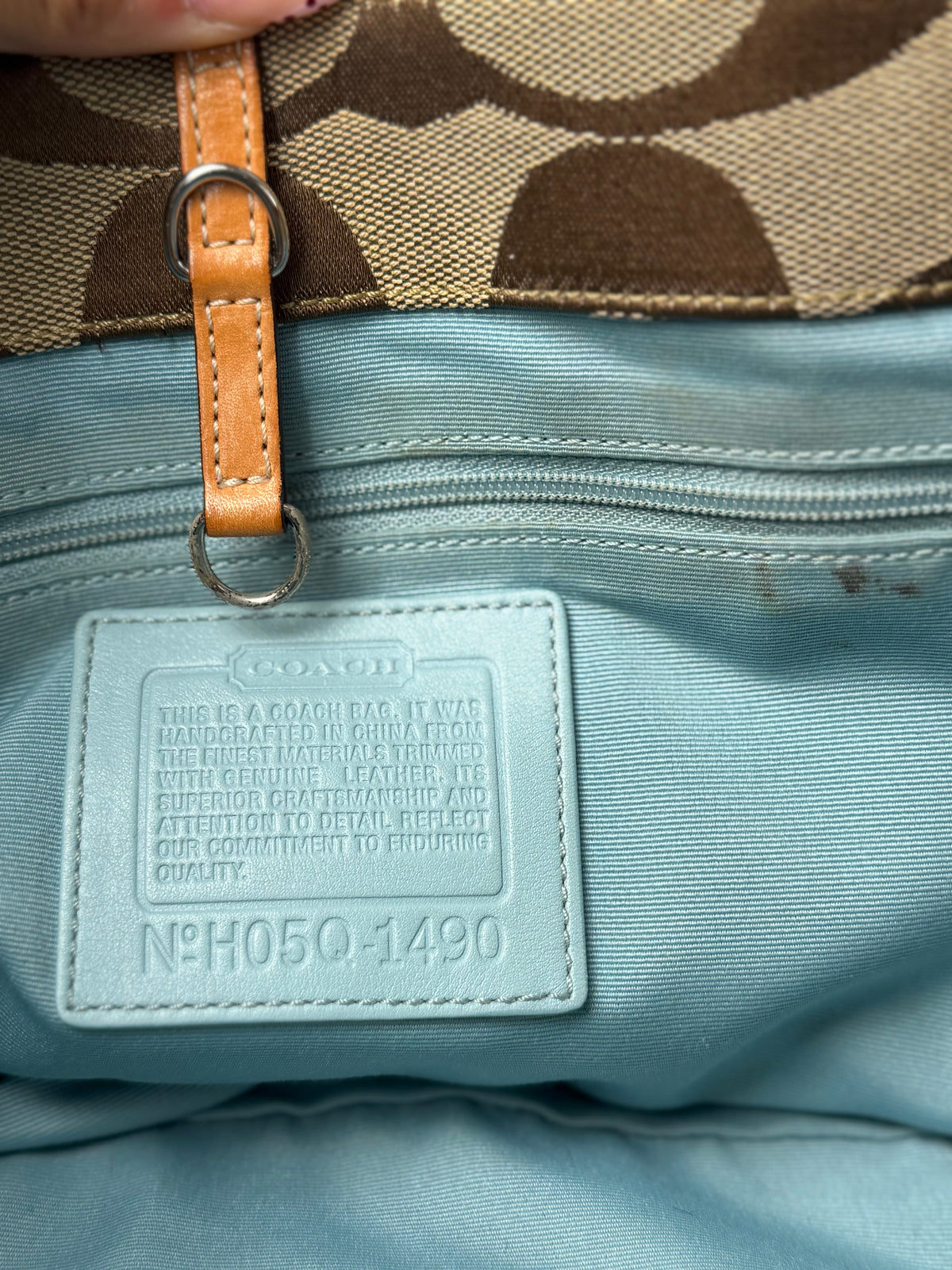 Coach 1490 Rare Limited Edition Hampton Clip Tropical Fish Signature Brown Monogram Shoulder Bag Suede Leather Trim
