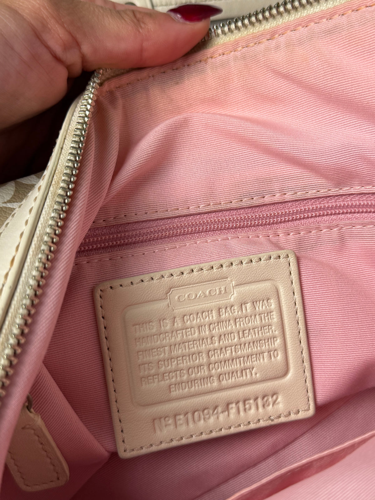 Coach F15132 Heritage Stripe Signature Boston Leather Shoulder Bag