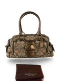 Coach 8K40 Soho Signature Brown Monogram Mini Shoulder Bag Leather Trim