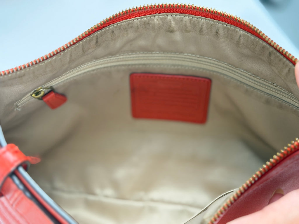 Coach F24404 Red/Orange Leather Shoulder Bag