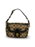 Coach 40224 Legacy Signature Brown Monogram Mini Shoulder Bag Leather Trim