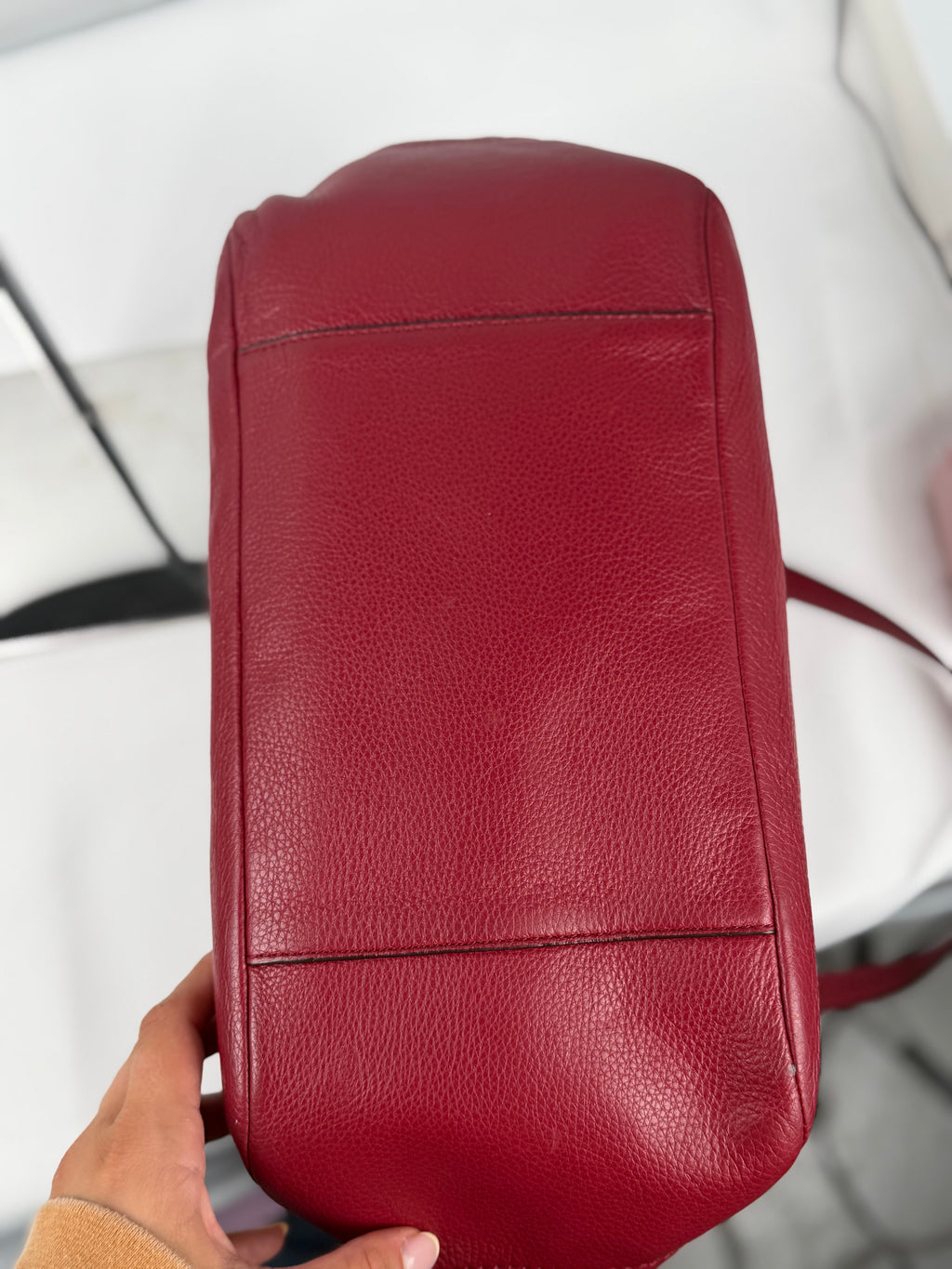 Coach F23284 Pink/Red Pebbled Leather Shoulder Bag