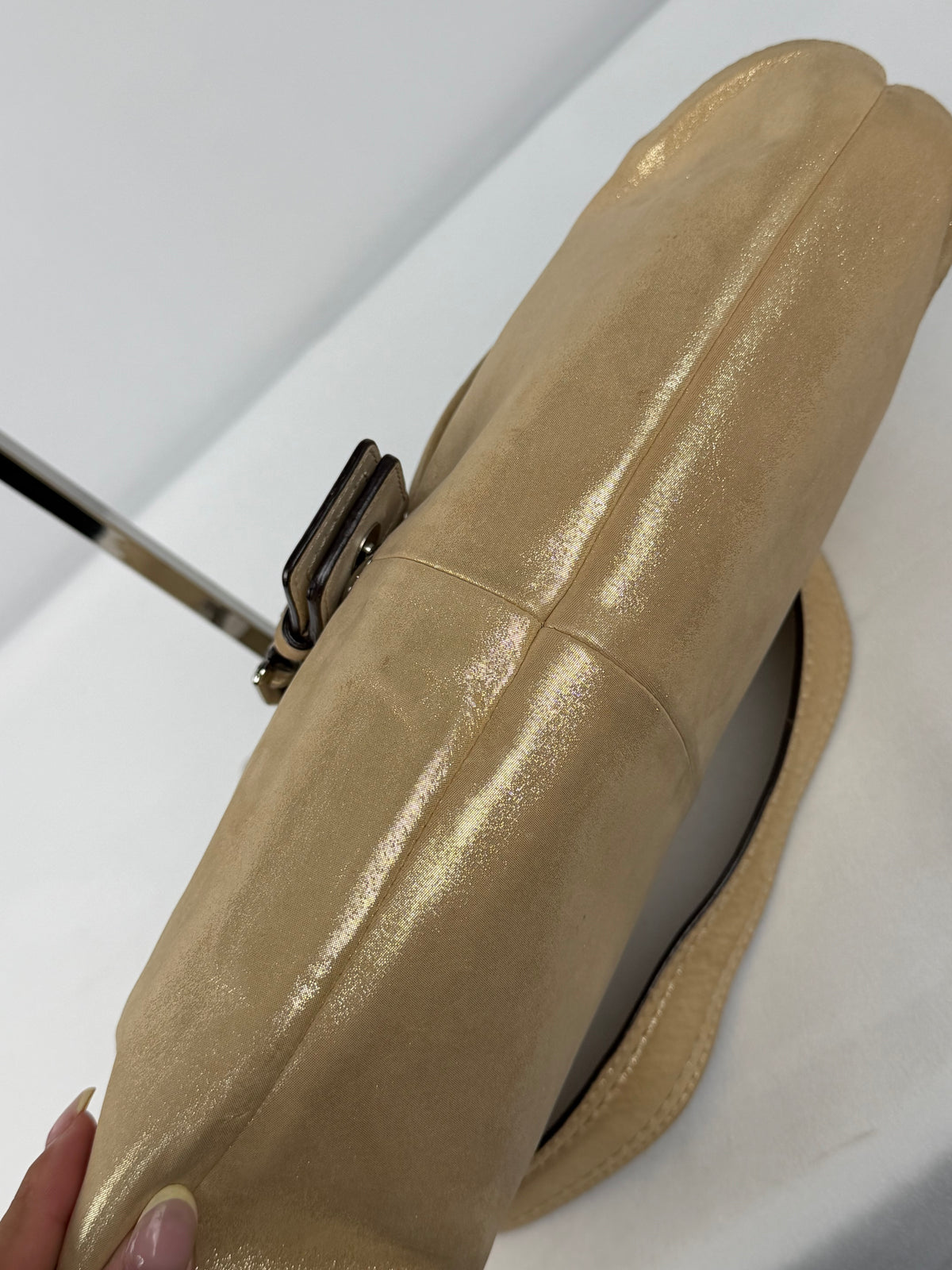Coach F17217 Soho Beige Glitter Leather Shoulder Bag