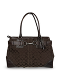Coach 10246 Hampton Clip Signature Brown Monogram Shoulder Bag Leather Trim