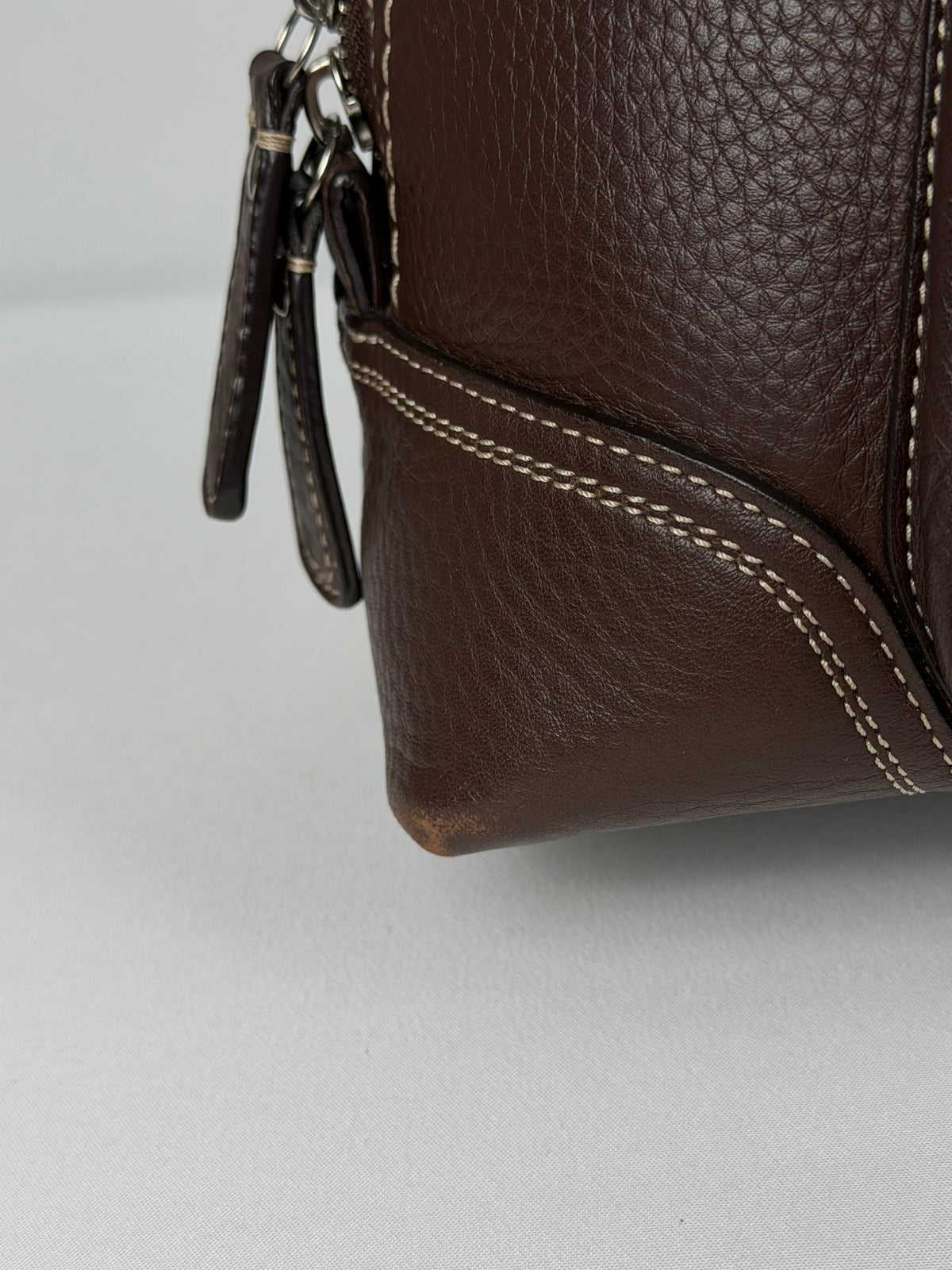 Coach F13963 Hampton Turnlcok Brown Pebbled Leather Shoulder Bag