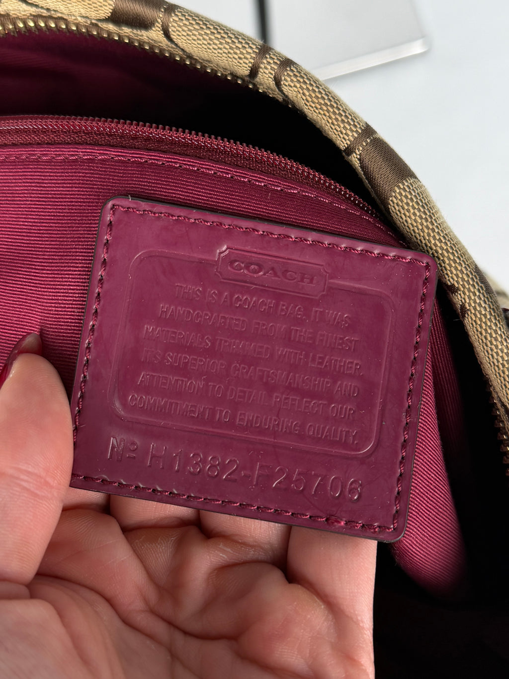 Coach F25706 Signature Brown Stripe Pink Python Shoulder Bag Leather Trim