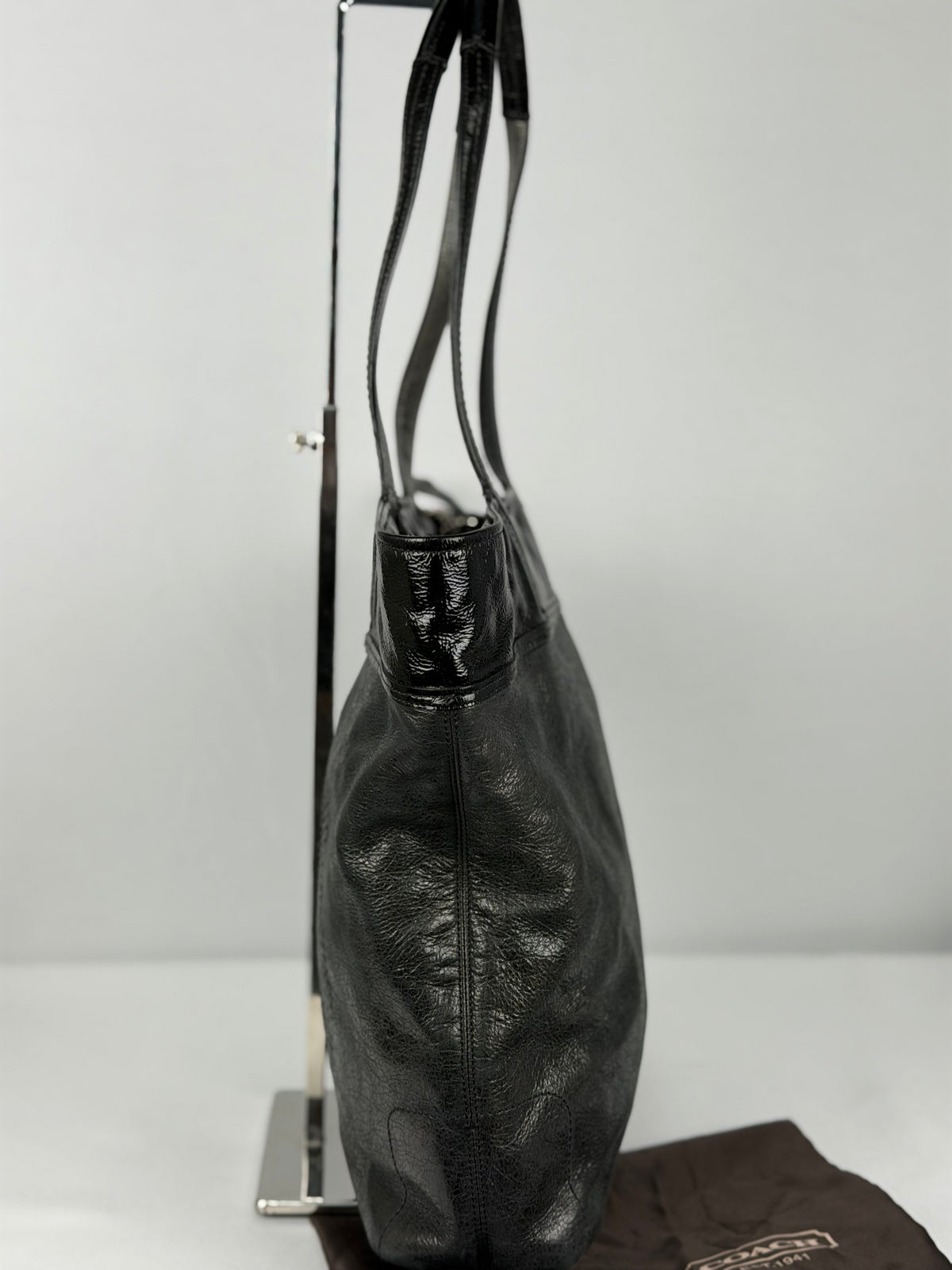 Coach 17041 Black Patent Leather Tote Shoulder Bag