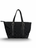 Coach 6043 Signature Small Black Hand Bag Leather Trim