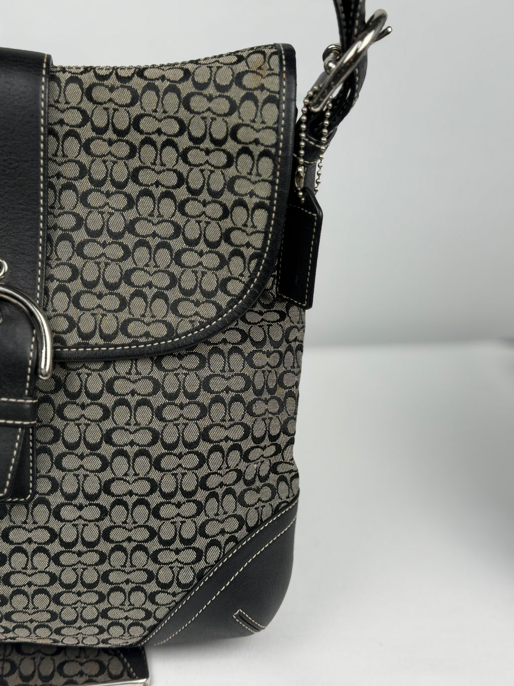 Coach 6376 Soho Signature Black/Grey Monogram Crossbody Shoulder Bag