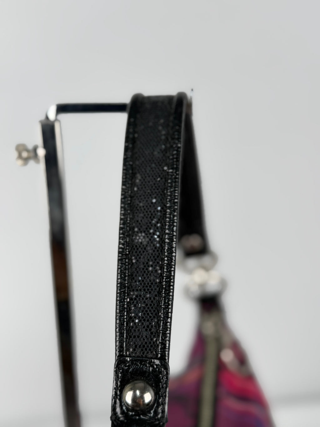 Coach 14366 Poppy Tartan Pink/Purple/Black Shoulder Bag Leather Trim