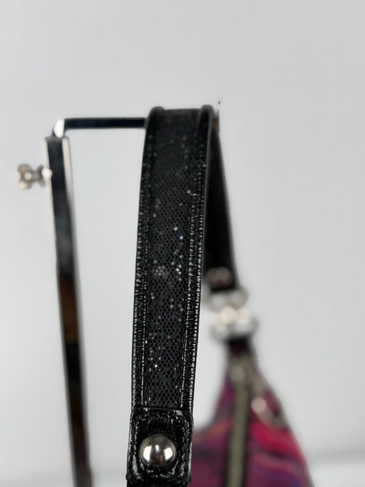 Coach 14366 Poppy Tartan Pink/Purple/Black Shoulder Bag Leather Trim