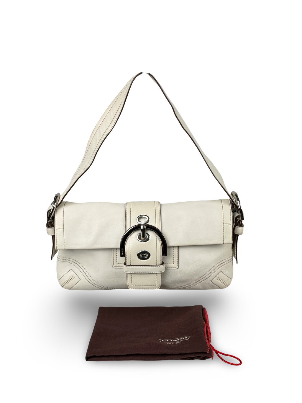 Coach 8A05 Soho White Leather Shoulder Bag