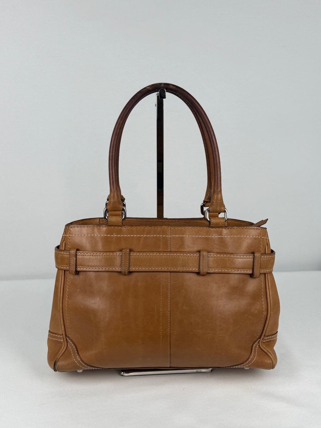 Coach 8A70 Hampton Clip Brown Leather Shoulder Bag
