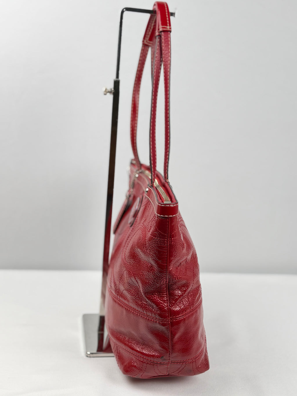 Coach F15142 Red Patent Leather Signature Shoulder Bag