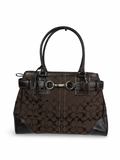 Coach 10246 Hampton Clip Signature Brown Shoulder Bag Leather Trim