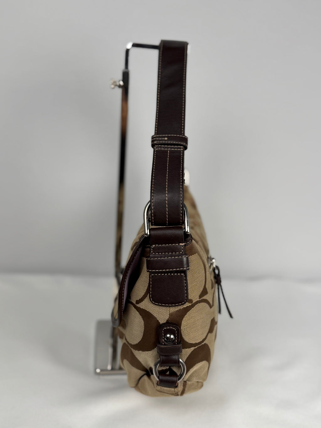 Coach F15171 Signature Brown Monogram Turnlock Shoulder Bag