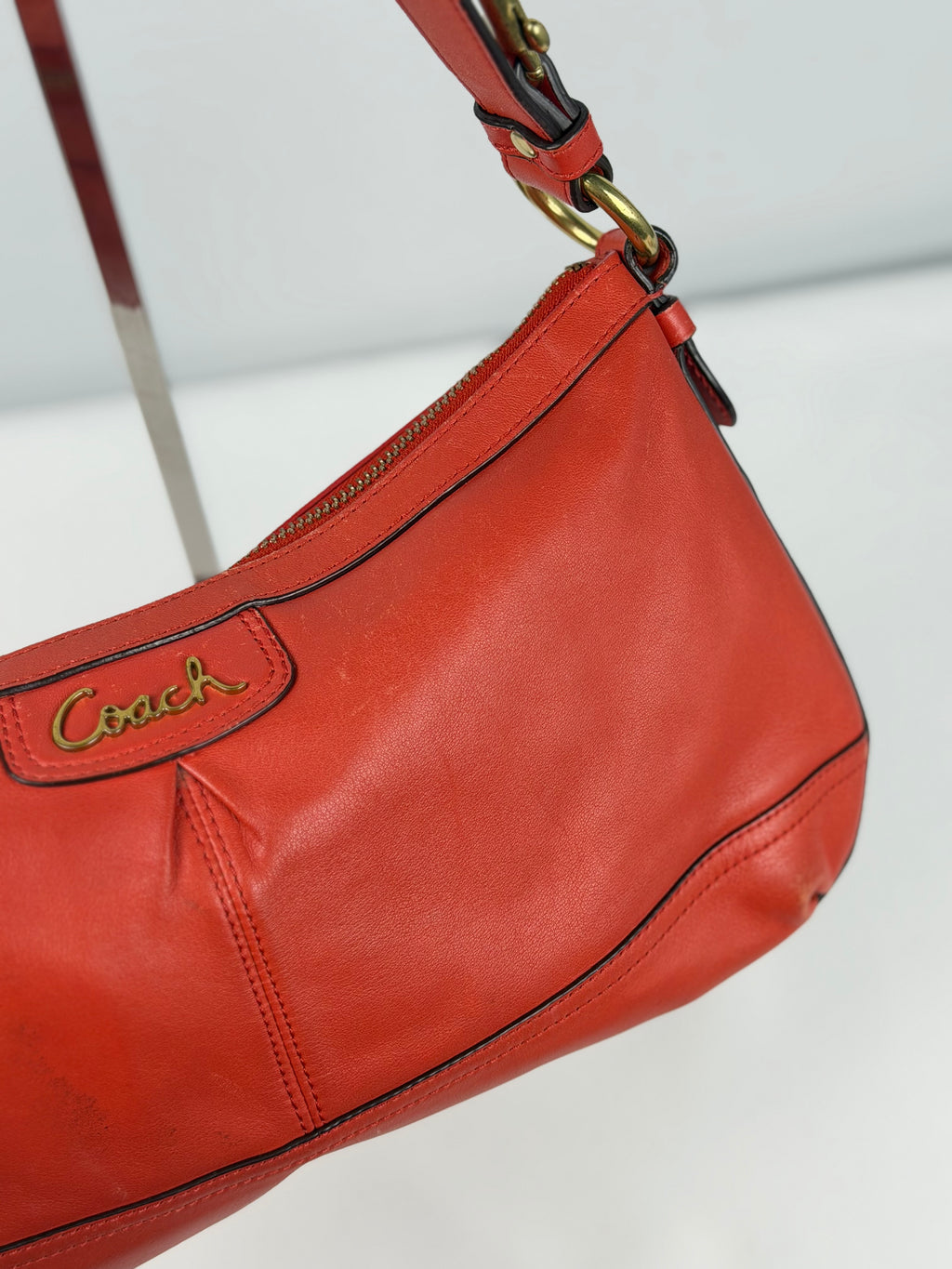 Coach F24404 Red/Orange Leather Shoulder Bag
