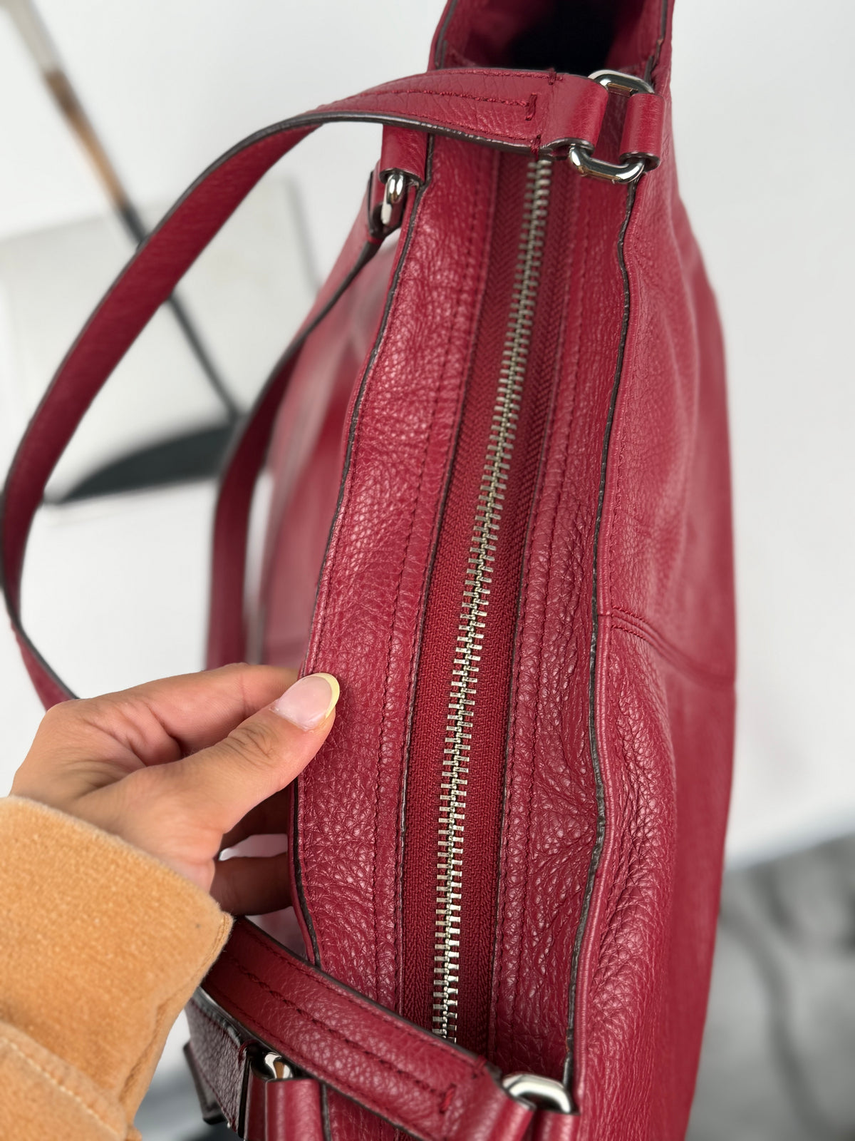 Coach F23284 Pink/Red Pebbled Leather Shoulder Bag