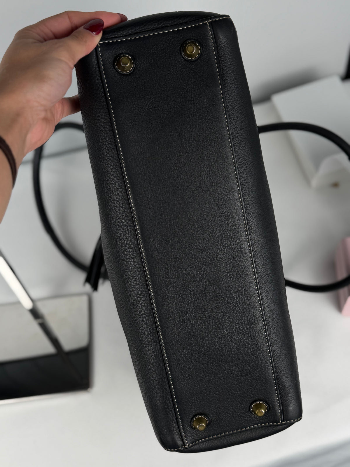 Coach F10213 Hampton Clip Black Pebbled Leather Shoulder Bag