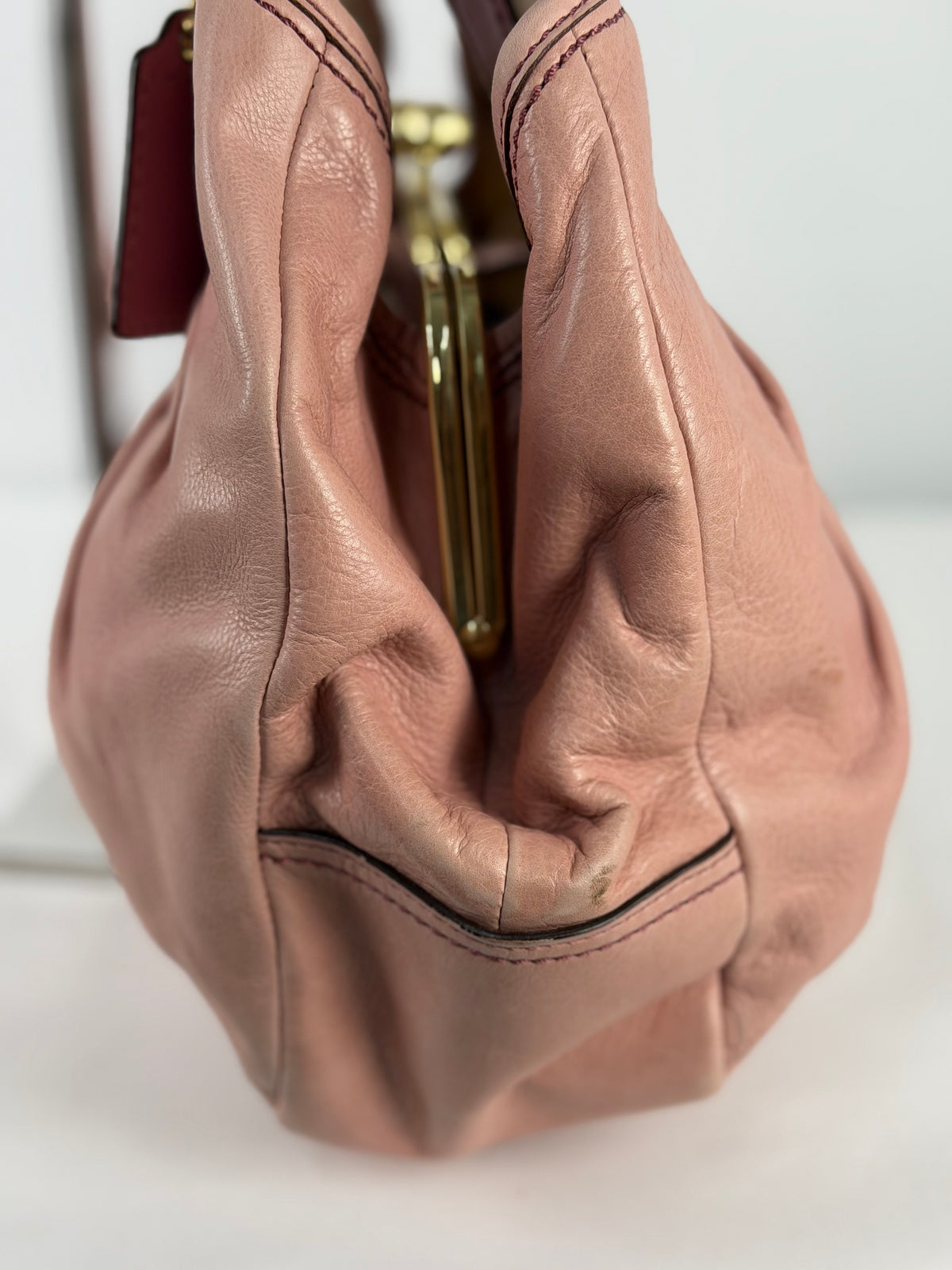 Coach 12248 Ergo Kisslock Baby Pink Leather Shoulder Bag