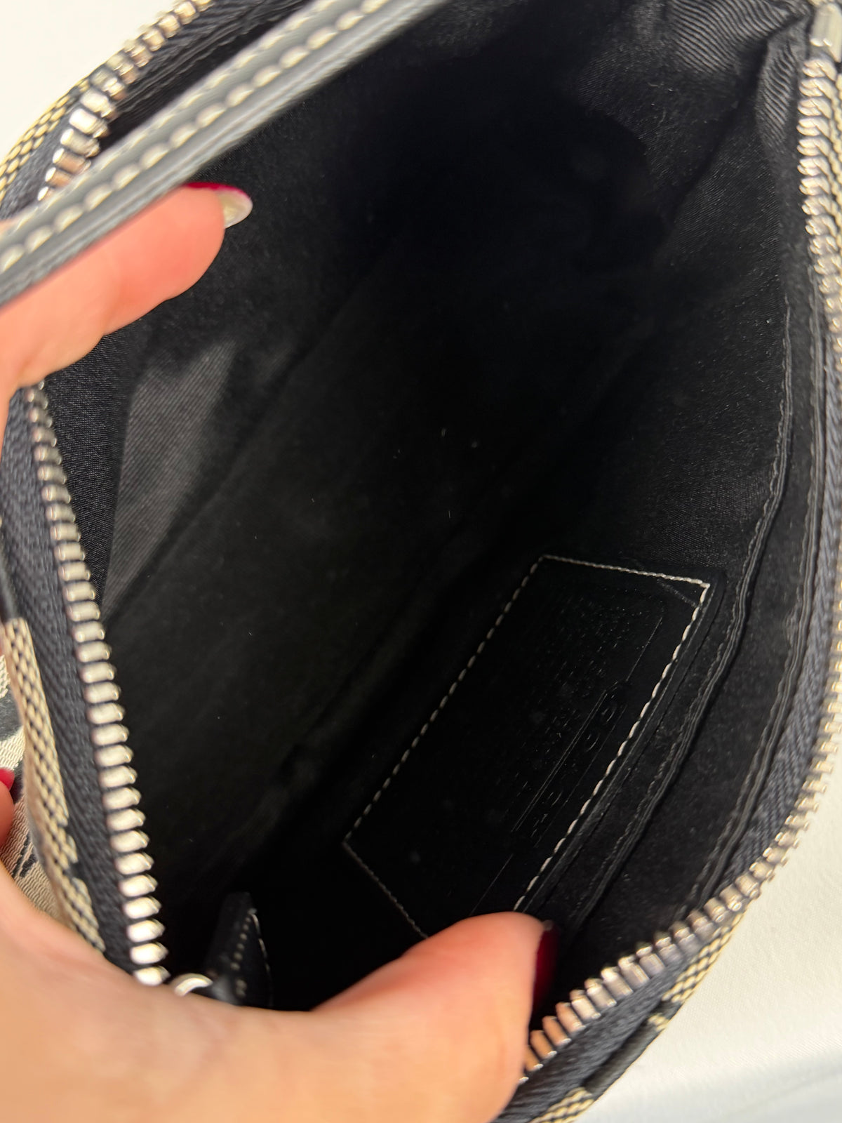 Coach 6094 Demi Signature Grey/Black Shoulder Bag Leather Trim