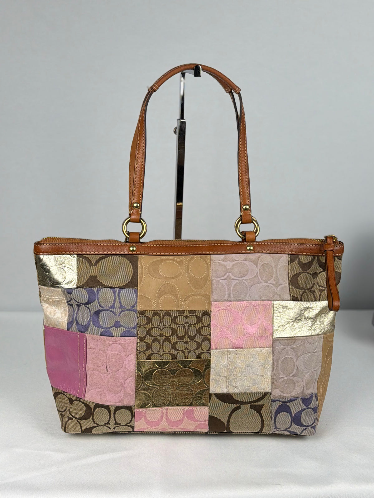 Coach 11711 Rare Patchwork Pink/Purple Multicolour Canvas/Suede/Leather Tote Shoulder Bag