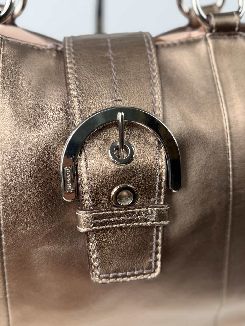 Coach F18751 Soho Metallic Leather Shoulder Tote Bag