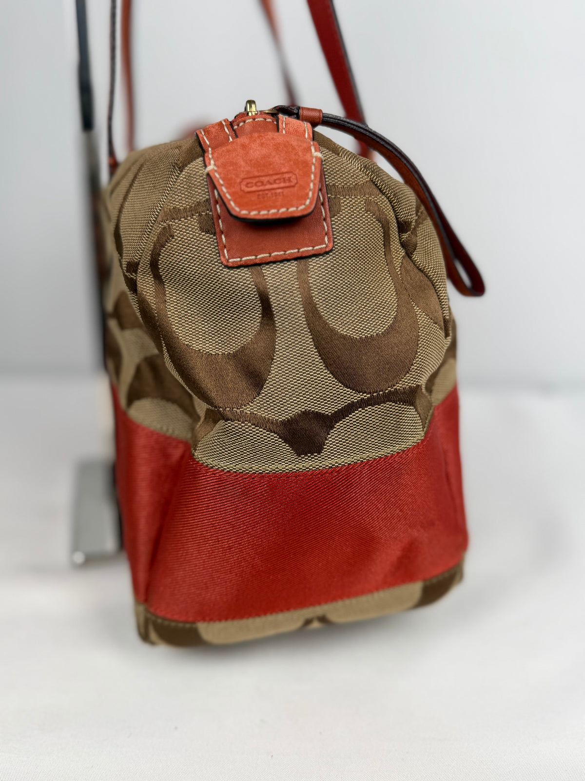 Coach F11102 Boston Signature Brown Monogram Shoulder Bag