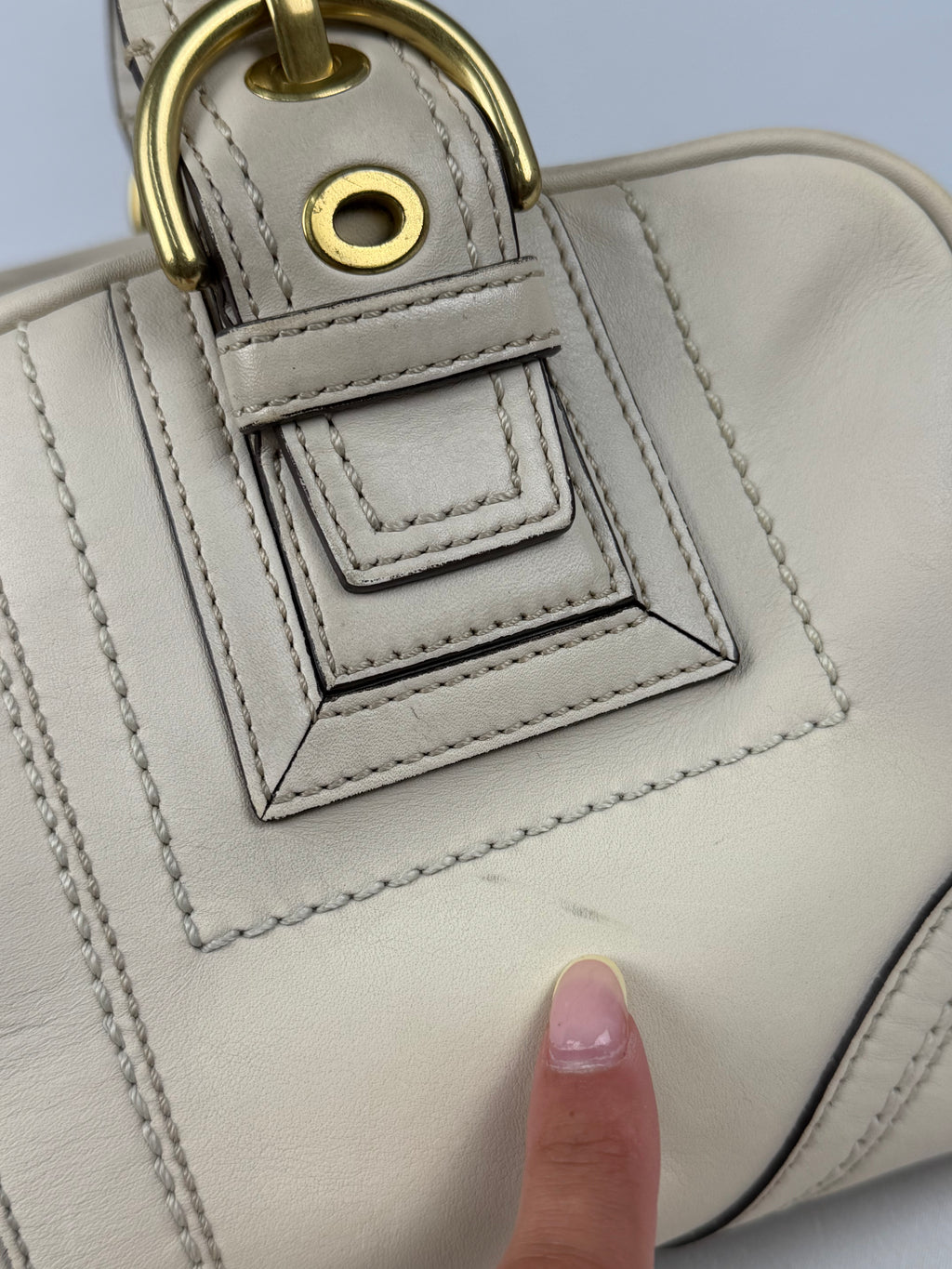 Coach 10048 Mia White/Cream Leather Double Pocket Soho Shoulder Bag