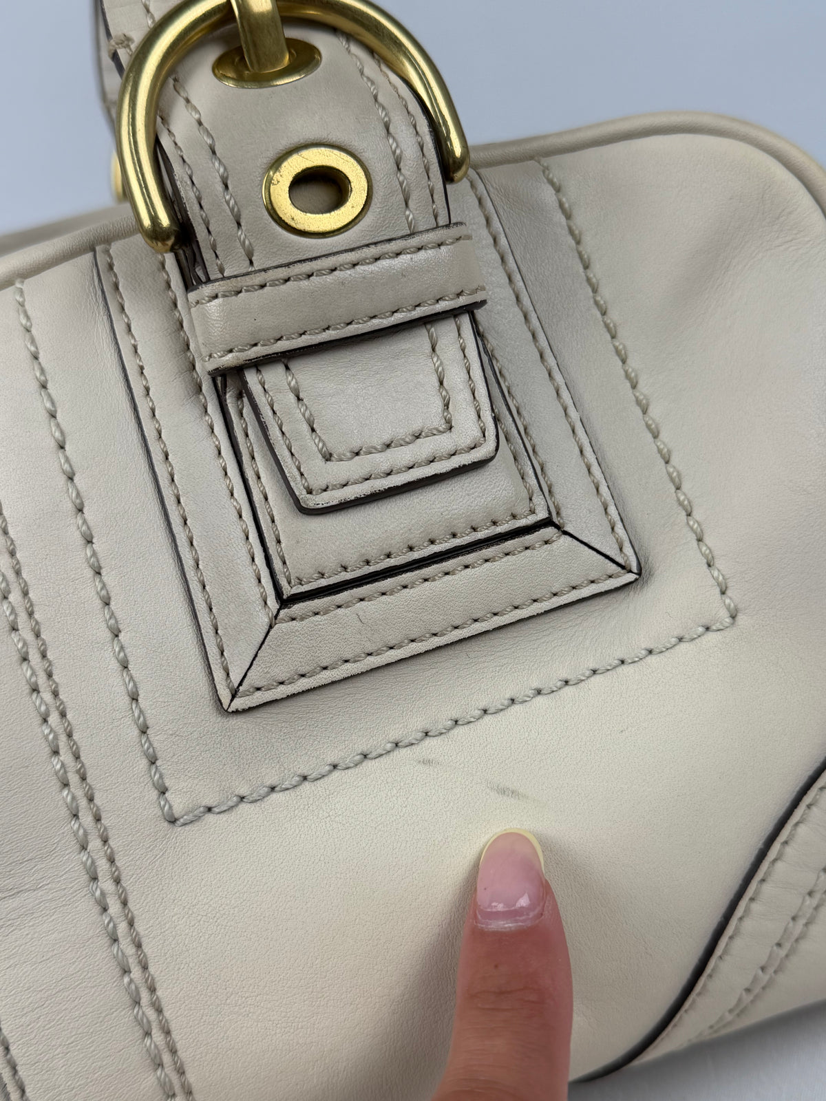 Coach 10048 Mia White/Cream Leather Double Pocket Soho Shoulder Bag