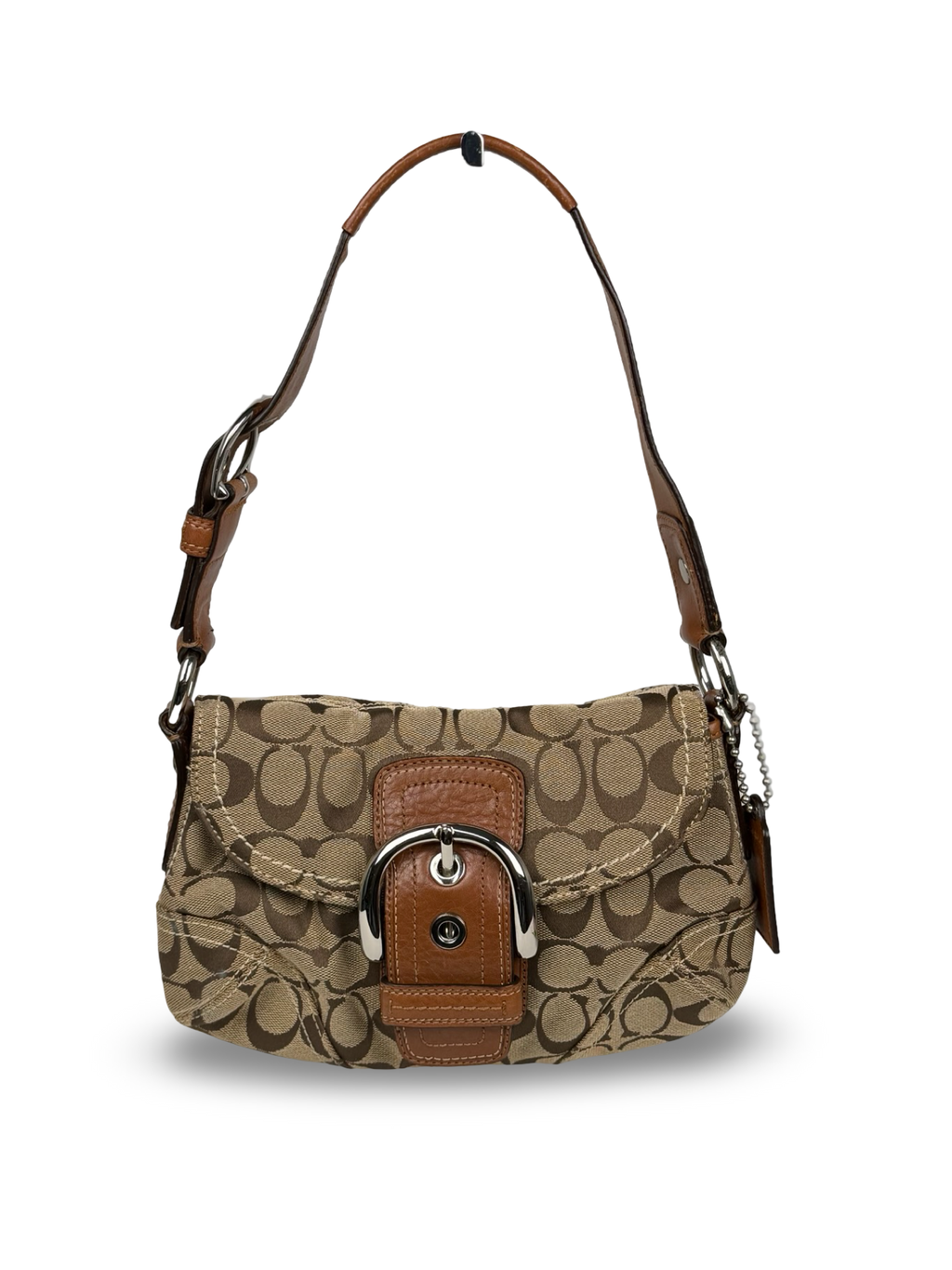Coach 11860 Soho Signature Brown Monogram Shoulder Bag Brown Leather Trim