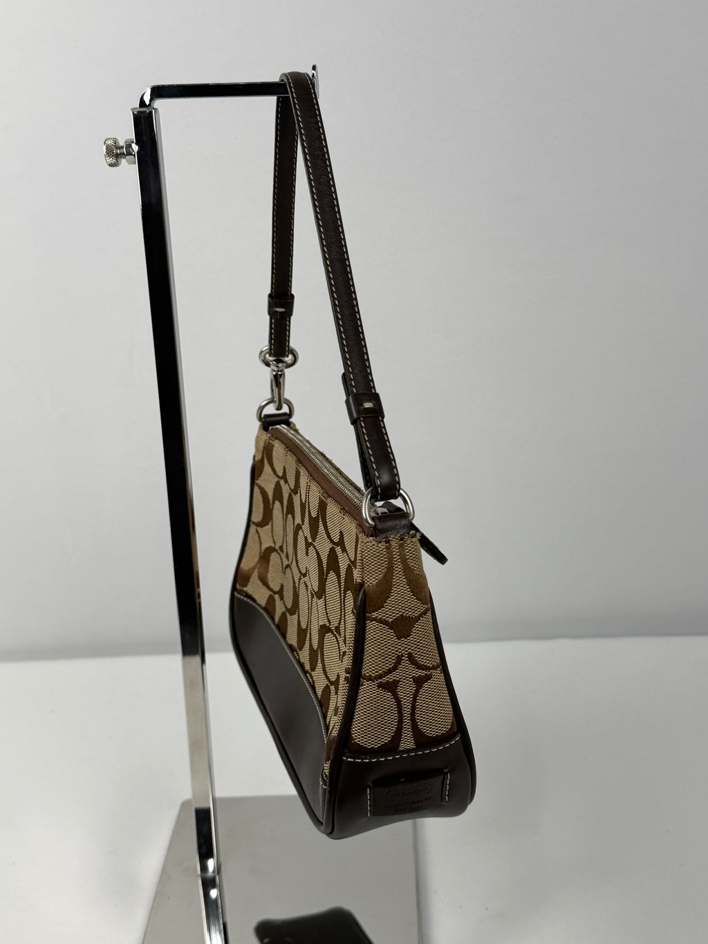 Coach 6094 Demi Signature Brown Monogram Shoulder Bag Leather Trim