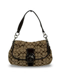 Coach F17093 Soho Signaure Brown Monogram Shoulder Bag Leather Trim