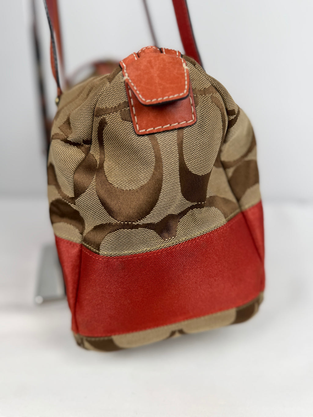 Coach F11102 Boston Signature Brown Monogram Shoulder Bag