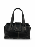 Coach F13961 Hampton Turnlock Black Pebbled Leather Shoulder Bag
