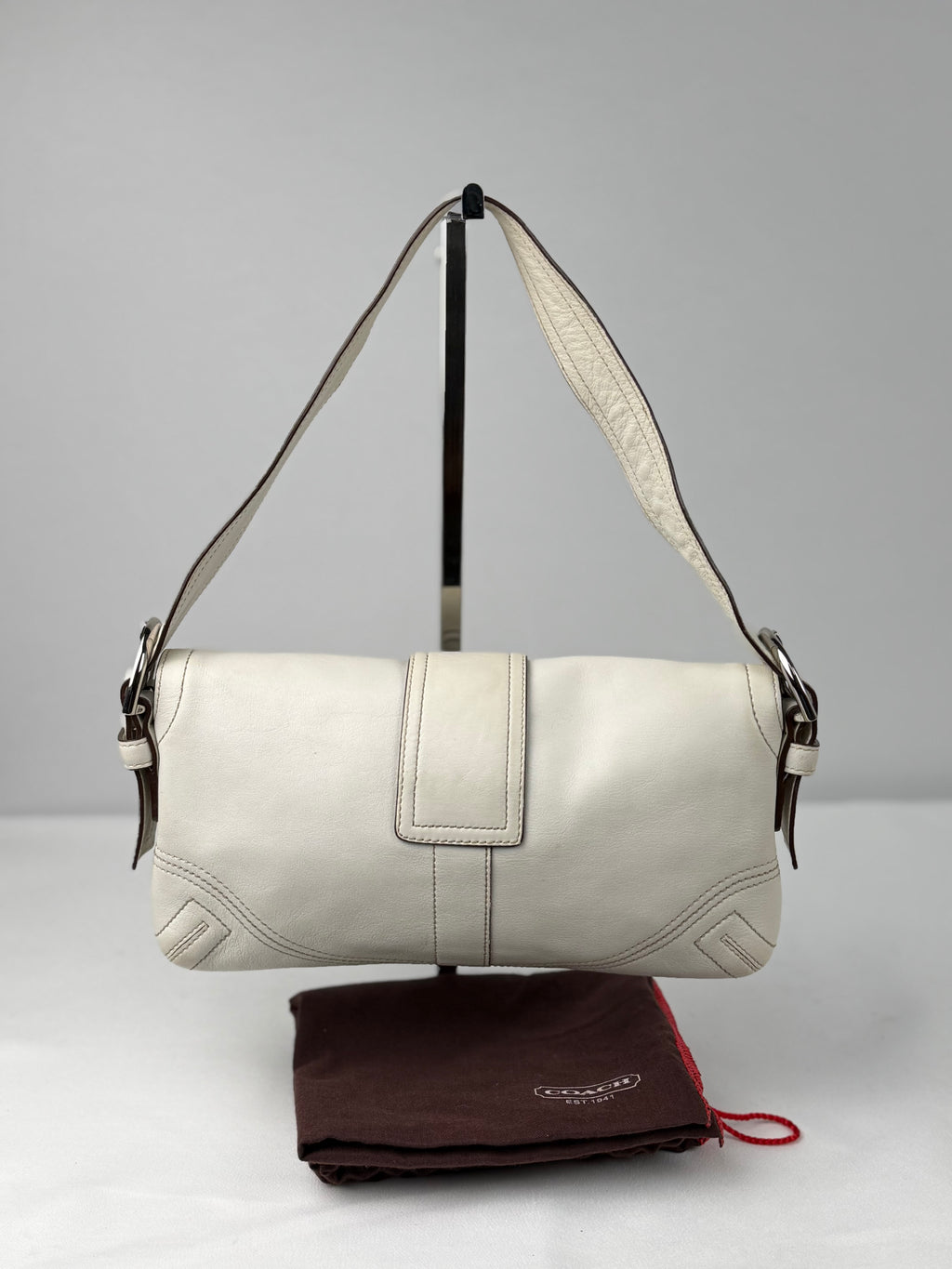 Coach 8A05 Soho White Leather Shoulder Bag